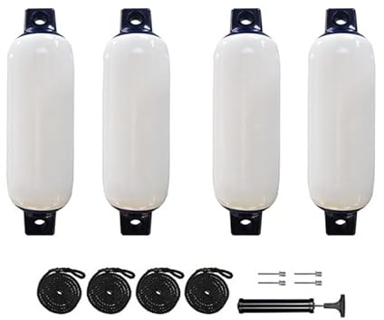 wenquxing Juego de guardabarros de barco para yates, cuatro guardabarros y accesorios de vinilo blanco, barcos de pesca, lanchas rápidas, amarre de barcos, protección del puerto, 5.5 x 20 pulgadas,
