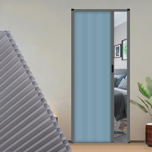Puerta Plegable Puertas Plegables Tipo Concertina, Puerta Plisada Invisible 196 Cm De Alto Pasillo, Patio O Despensa, Puertas Tipo Acordeón Impermeables Interiores, Patrón Personalizado(206X196CM)
