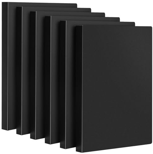 JEFURE A4 Display Folder with Plastic Sleeves, Display Book Folders with 40 Pockets, Presentation Folder, Project Folders for Storing Document and Certificate(6 Book, Black)