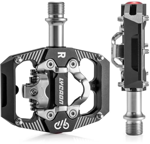 LYCAON Pedales de ciclismo para bicicleta – Pedal plano de doble función y sin clip, aluminio mecanizado CNC, 3 pedales de plataforma de rodamientos sellados, sin clip, compatibles con SPD, bicicleta