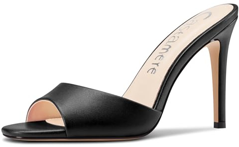 Castamere Donna Spillo Alto High Tacco Heel Aperte sulla Punta Ciabatte Moda Scarpe Sandali Slip-on Dress Feste Sandali 10 CM Heels Nero 39 EU