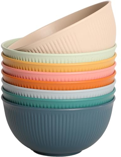 ZHABAYEN 8PCS Bowls Set, Microwave & Dishwasher Safe, Reusable Cereal Bowl for Party, Picnics, Camping, Breakfast, Salad, Pasta, Soup, Noodles, Snack