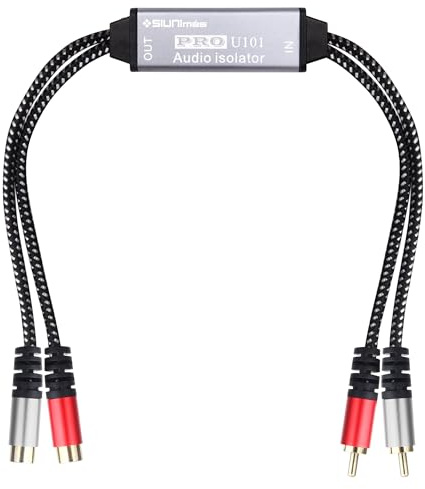 SIUNIMAS Pro U101 Mini RCA Passive Ground Loop Noise Isolation Box Build-in Nylon Braided Cords Audio Noise Filter for Home/Car/Official Audio Playing Systems Hum/Buzzing Problems