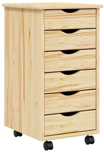 vidaXL Armario Rodante con Cajones con Rueda Moss Barniz Transparente, Sala de Estar Moderna, diseño Rectangular, Materiales duraderos, Asientos cómodos y decoración estilosa para Cualquier hogar y e
