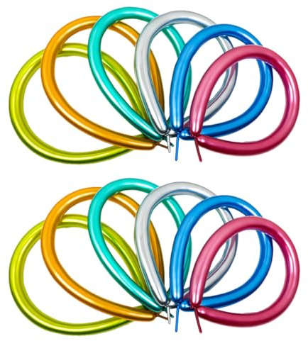 BESTonZON Globos Largos Metálicos Giratorios 100 Piezas Mezcla de Colores para Decoración de Bodas y Fiestas, Kit para Modelar Animales, Globos de Látex Metálico para Uso Color Aleatorio