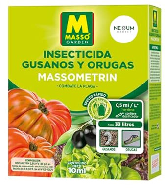 Insecticida contra Gusanos y Orugas Massometrin 10 ml – Tratamiento Contra Orugas, Gusanos, Escarabajo de la Patata y Pulgones, Acción Rápida por Contacto e Ingestión, Deltametrina 2,5% | Nexum Market