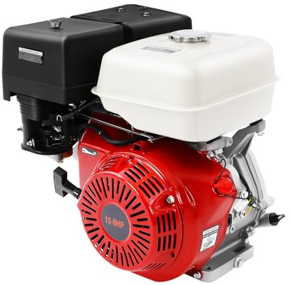 420 ccm, 4-takts bensinmotor 15 hk, industrimotor med 25 mm axel, universalmotor för gräsklippare, grästraktor, skakplatta, elproducent, snöslunga, vedklyv och motorhacka, 9,7 KW (röd)