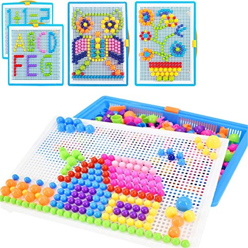 Creative Mosaique Puzzle 296pcs Bloc de Construction Magnétique Jeu de Construction Colorée Jouet Educatif DIY Assortiment de Couleur Cadeau de Noël Anniversaire pour Enfant Garçon Fille Age 3-8 Ans