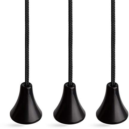 Pull Cord String for Bathroom Light or Ceiling Switches, Jet Black Cord and Acorn, Package of Three