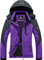 GEMYSE Damen Wasserdichte Berg-Skijacke Winddichte Skijacke Fleece Outdoor-Winterjacke mit Kapuze (Lila Grau,L)