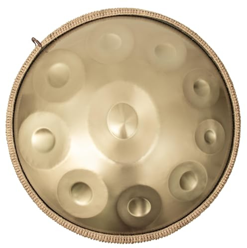 ANTETOK Handpan Drum Instrument, 440hz 22 Inches 10 Notes Gold, Handmade Steel Drum in D Minor with Soft Handpan Bag, Harmonic Percussion for Sound Healing, Personal Meditation, Yoga