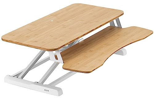 VIVO Convertidor de escritorio de 32 pulgadas, Serie K, elevador ajustable en altura de posición sentada a posición de pie, estación de trabajo para doble monitor y laptop con bandeja para teclado