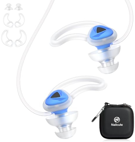 Ohrstöpsel Schwimmen mit Schlüsselband für Erwachsene Jugend 12+, Blockiert Wasser & lässt Schall eindringen, Wiederverwendbare Silikon Ohrenstöpsel zum Surfen Schnorcheln Duschen Wassersportarten, BU