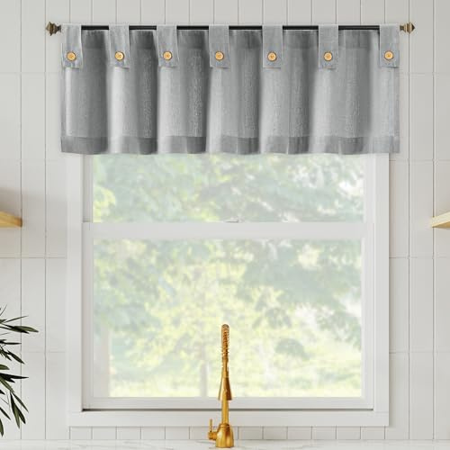 Archaeo Mantovana per tende in misto cotone con bottoni, 137 x 35 cm, grigio