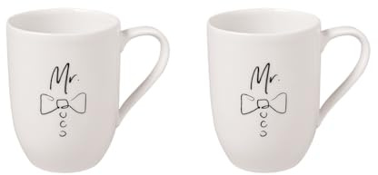 Villeroy & Boch – Set di Tazze Statement Mr & Mr, Set di 2 Tazze, 290 ml, Confezione Regalo, Tazze di Alta Qualità in Porcellana Premium, Perfetto per Coppie, Regalo per Matrimoni