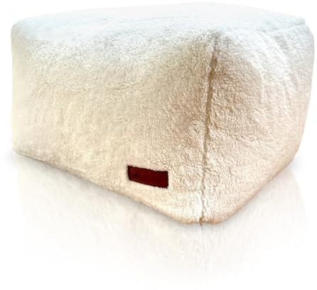 Aiire Puff Salon Moderno XXL - Puf con Relleno Incluido para Decoracion Habitacion Juvenil - Bean Bag Chair Reposapiés - Puffs Infantiles Grandes - Borreguito Blanco
