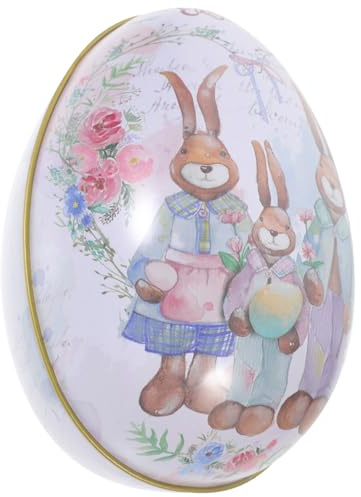 ABOOFAN Easter Egg Shape Tinplate Candy Box Medium Size Easter Tin Storage Container Festive Candy Tin Suitable for Party Favors and Holiday Decoration