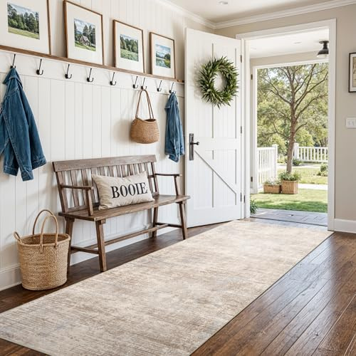 3x8 Washable Kitchen Runner Rug - Abstract Non-Slip Rug for Indoor Bathroom