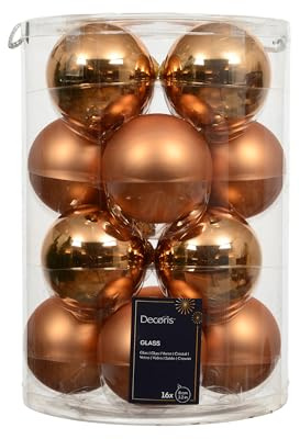Kaemingk Weihnachtskugeln Glas 8cm 16 Stück - matt & glänzend - Große Christbaumkugeln Weihnachtsbaumkugeln für Weihnachten - Christbaumschmuck & Weihnachtsbaumschmuck - Brandy