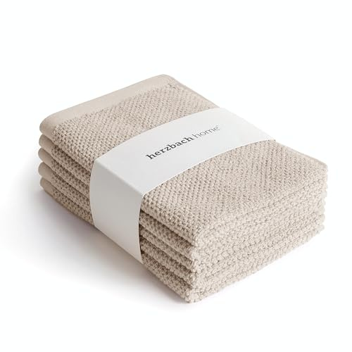 herzbach home - Spa Kollektion - Handtücher Gästehandtücher 30x50 cm 100% Baumwolle (Sandgrau)