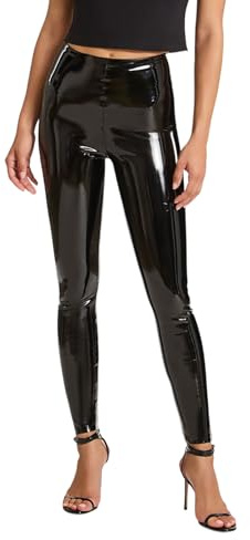commando Faux Patent Leather Leggings | High-Shine Faux Patent Pants with Internal Smoothing Waistband | High-Rise Pull-On Fit | Black, Small
