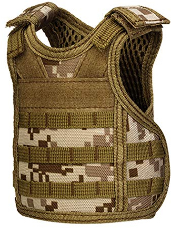 AOUTACC Mini Tactical Beer Vests, Molle Beer Cooler Jacket Adjustable Drink Bottle Vests Holder Beverage Cooler Holder for 12oz or 16oz Cans or Bottles (1 Pack, Desert Camo)