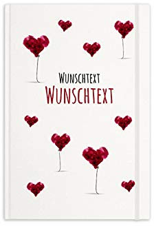 printplanet® - Notizbuch mit Name oder Text selbst gestalten - A5 Tagebuch personalisieren und bedrucken - Motiv: Herzballons