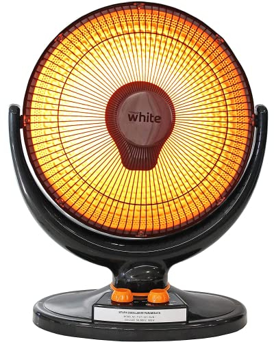 BRIGROS La voglia di fare, White - stufa al carbonio con palo allungabile elevata efficienza energetica e alto calore struttura a parabola con filamento di carbonio e base solida (Da pavimento)