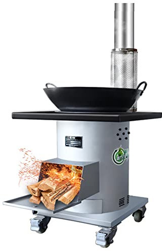 YYUINU Grand poêle à charbon portable en fonte d'acier inoxydable sans fumée pour cuisson, four de chauffage campagne, convient pour le charbon, le bois, la paille de céréales,50 x 60 cm