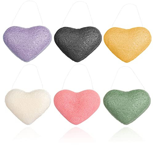 Kaxich Éponges Konjac naturelles Lot de 6 éponges de konjac pour le visage pour un nettoyage et une exfoliation doux du visage