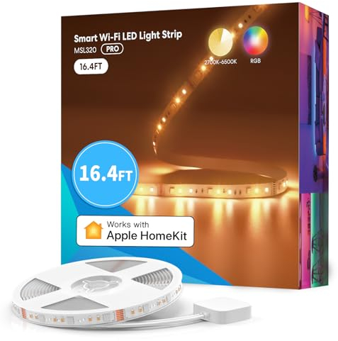 meross Led Strip Light 5M LED Light Strip Compatible with Apple HomeKit Siri Alexa Voice Control and Remote Control, RGBWW Color Changing Led Strips for Home, Bedroom, Gaming Room