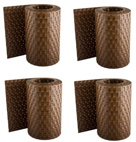 Sellon24 Strisce frangivista in rattan, effetto rattan, per recinzione, effetto intrecciato, 255 x 19 cm (RD13_miele_4 pezzi)