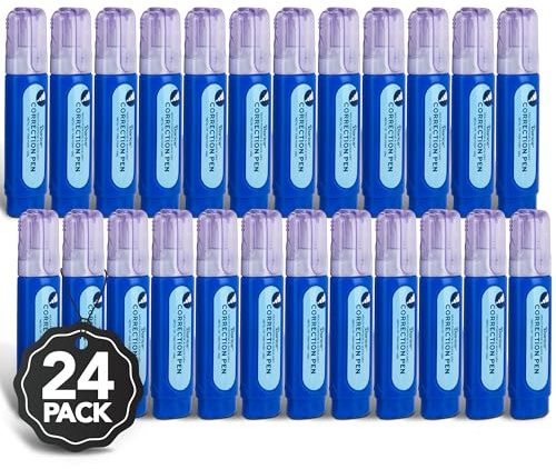 Darice Liquid Correction Pen Box of 24 - Multi-Purpose Liquid White Out Pen with Metal Tip for School, Office & Home