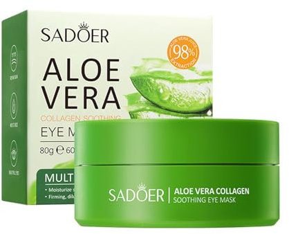 Lot de 60 patchs pour les yeux - Masque pour les cernes - Collagène - Contre les cernes - Avec collagène à l'aloe vera - Anti-âge (aloe vera)