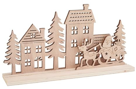 VBS Holz-Steckmotiv Santa kommt, 3-tlg., Weihnachtsdeko zum Basteln, festliche DIY-Dekoration aus Holz, ideal für Weihnachtsprojekte und kreative Dekoideen