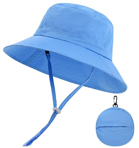 MK MATT KEELY Cappello Bambino Estivo Cotone Cappello da Sole Pieghevole Neonato Unisex Cappellino Pescatore Mare da Protezione Solare,Blu,1-3 Anni