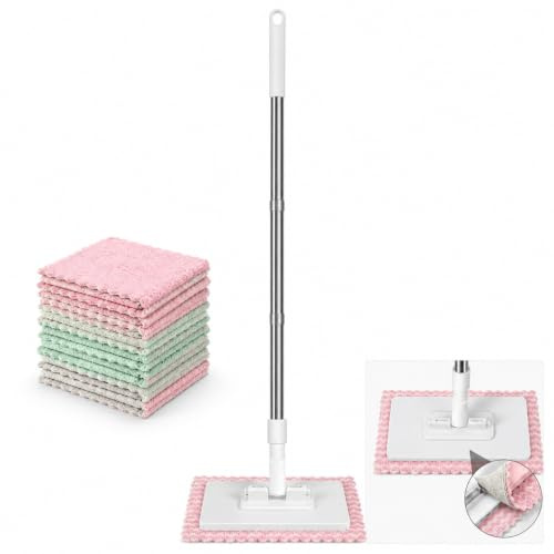 Sweepi Mocio - Mini mocio Lazy Mop, design con clip per il panno per il riutilizzo dei tessuti facciali, detergente per pavimenti senza lavaggio