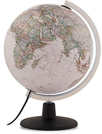 Tecnodidattica - Mappamondo NATGEO Executive | Cartografia Fisico-Politica ufficiale National Geographic Executive in Stile Antico | Luminoso e girevole | Testi in Italiano | Diametro 30 cm