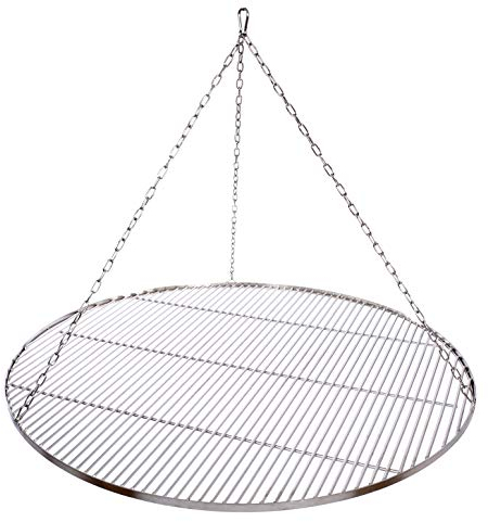 Grillrost Ø 100 cm mit Kette Edelstahl 8 mm Grillstabdicke Stababstand 14 mm für Schwenkgrill BBQ Dreibein