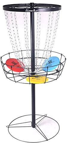 Gamesun Disc Golf Basket, Disc Golf Target with 3 Disc, PDGA Standard Size Disc Golf Target with 12 Heavy Duty Chains