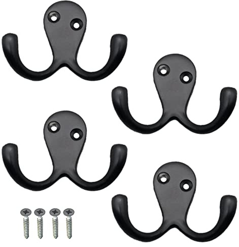 EAI Twin Robe Hook Matt Black - Pack of 4