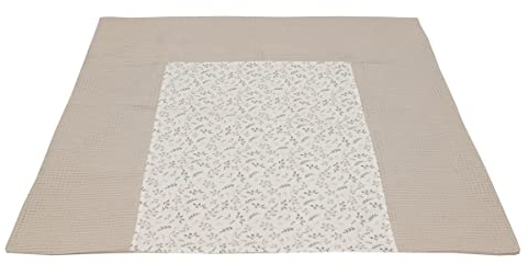 ULLENBOOM ® Wickelauflagenbezug 75x85 cm Floral-Sand (Made in EU) - abnehmbarer Bezug für Wickelauflage 85x75, Baby Überzug für Wickelunterlage aus Baumwolle, Wickelbezug für Wickeltisch