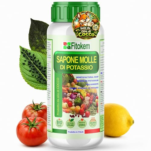 Fitokem Sapone Molle Potassico Biologico 250ml Corroborante Naturale e Azione Insetticida Piante, Sapone di Potassio per Piante, Orto e Giardino Lavante per Melata e Residui Organici Consentito in Bio