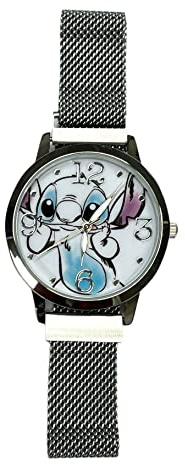 Accutime Kids LILO & Stitch Analog Quartz Wrist Watch with Small Face, Silver Accents for Girls, Boys, Kids (LAS8014AZ)