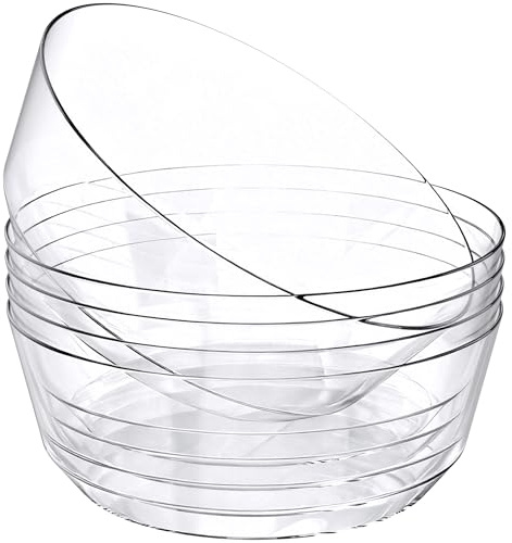 Hioasis 8 Pack Plastic Serving Bowls 128oz Clear Plastic Bowls Heavy Duty Disposable Serving Bowls for Party Snack & Salad & Candy & Bar Buffet