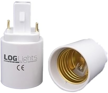 LOG Lights of Germany G24 D 2 Pin Adapter auf E27 LED Lampe