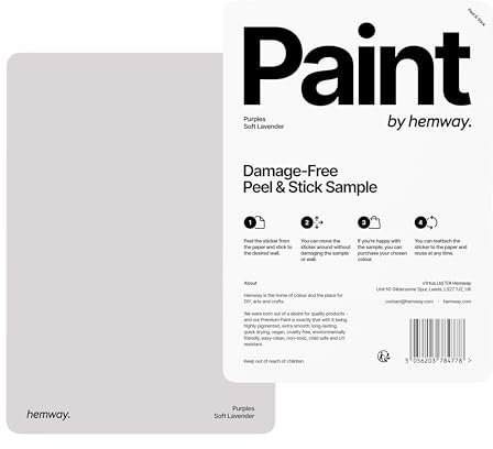 Hemway - Peel & Stick Sample for Our Premium Chalk Paint - Soft Lavender Purple | A5 Damage-Free, Accurate Colour Swatch | Test Our Chalky Matt Shabby Chic Finishes for Interior Furniture & Walls