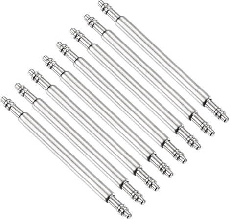 QUARKZMAN 8 Stück 1,5 x 18 mm Federstegstifte für Uhren, Edelstahl-Uhrenarmband-Verbindungsstifte, Federstege, Reparaturwerkzeug für Uhren mit Metallkette und Lederarmband, Silber