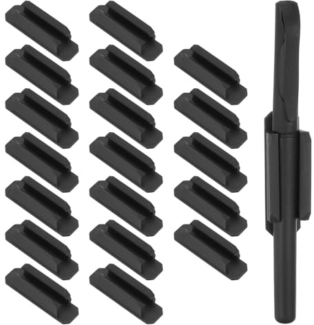 PATIKIL Porta Bolígrafos para Escritorio, 20 Unidades de Soportes Adhesivos para Lápices de Silicona para Accesorios de Oficina de Aula Suministros de Maestros, Negro