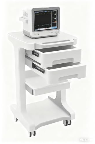 VonVVer Carrello medico con 2 cassetti 41x41x67cm, carrello per salone di bellezza, carrello cosmetico, capacità di carico 50kg, carrello per salone di bellezza con vano portaoggetti, 4 ruote